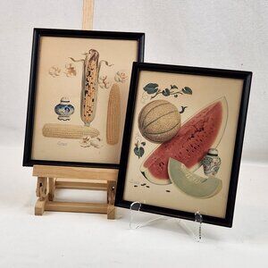 VTG Morton Salt Prints Fruit Veggies Framed Pr. 8x10 Americana Promo Advertising